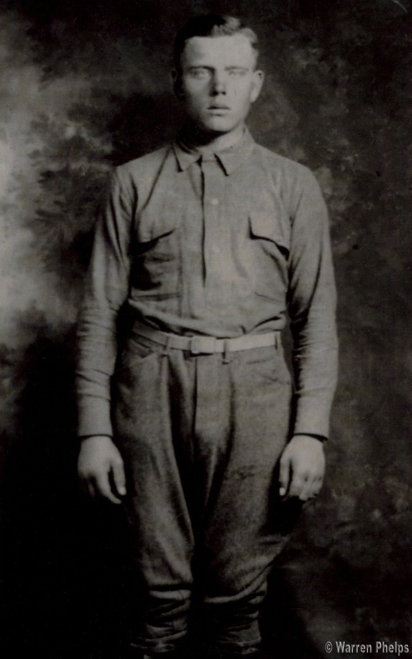 Pvt. Arnold Thurow's enlistment photo taken at Camp Dodge, Iowa.
