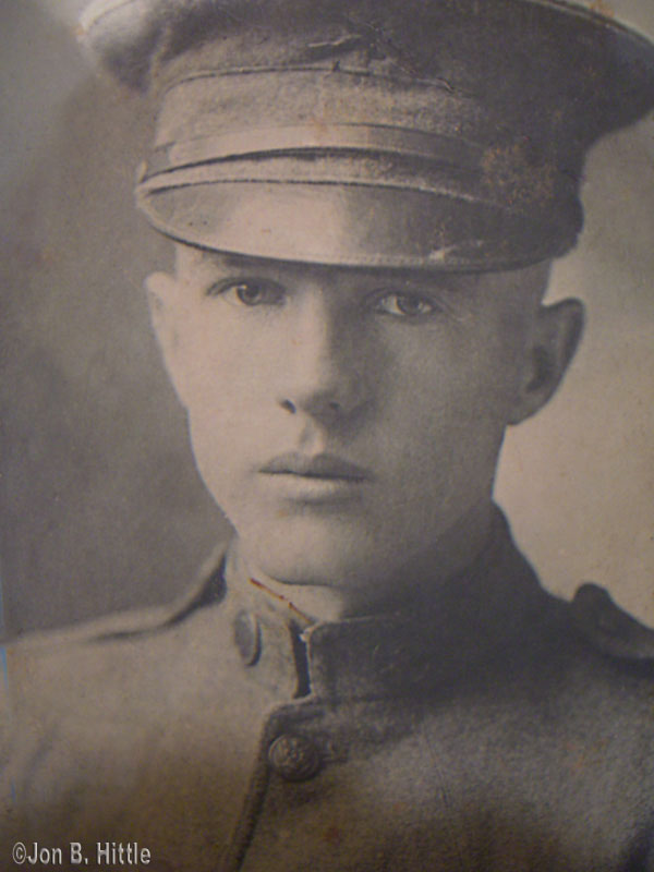 Corporal Al T. Hittle's enlistment photo taken at Camp Dodge, Iowa.