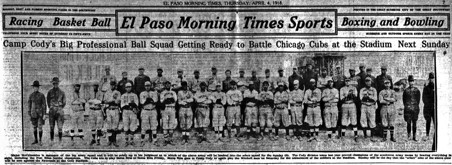 Camp Cody's Big Professional Ball Squad - April 4,1918