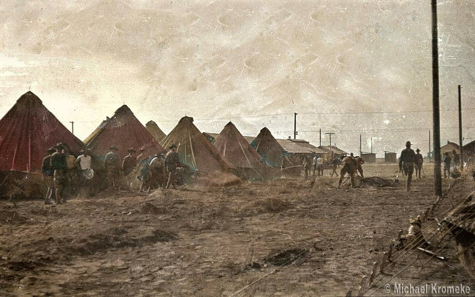 Clearing The Land For Next Row Of Tents