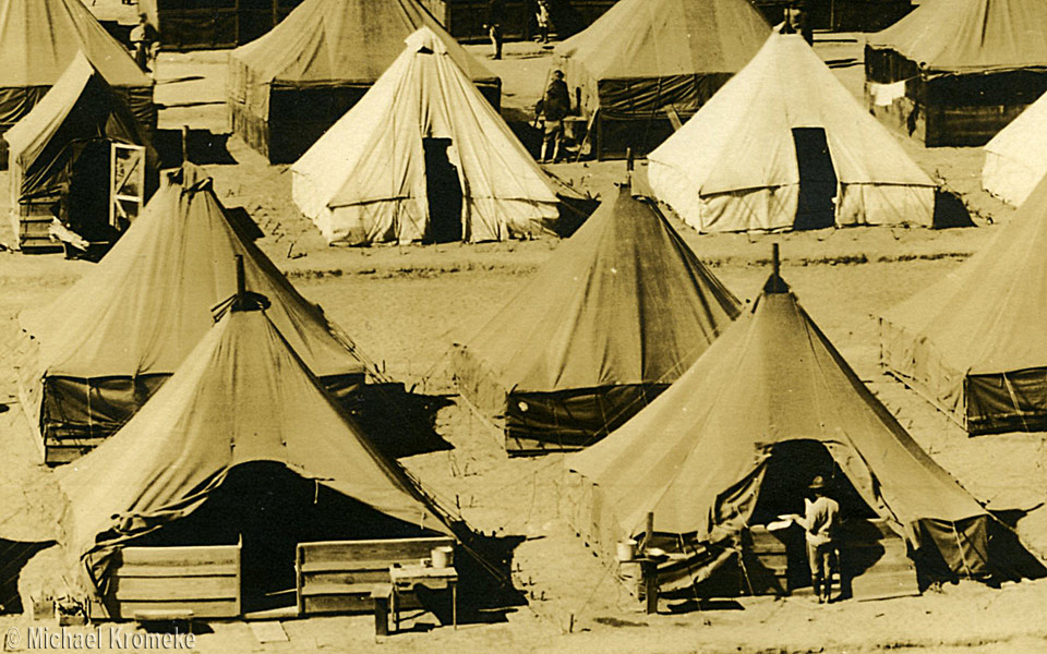 Soldier Standing In Front Of His Camp Cody Tent