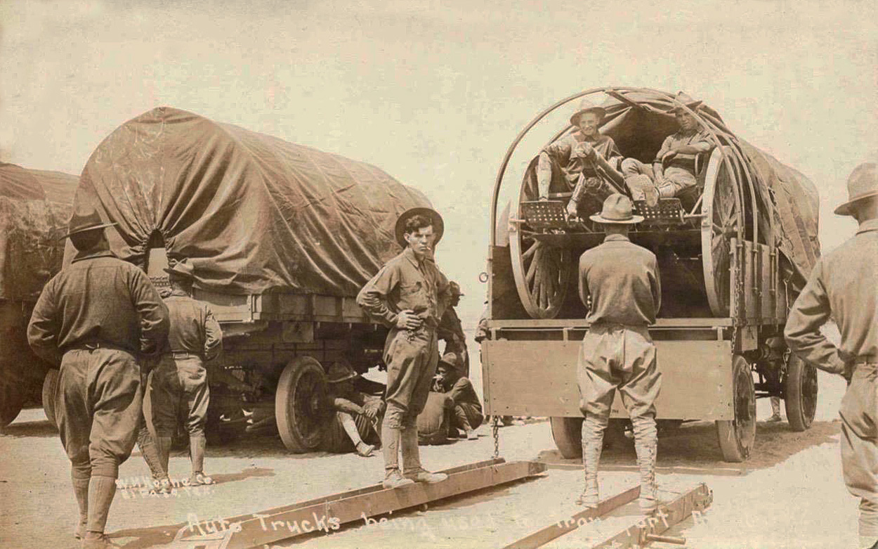 Auto Trucks Being Used To Transport Artillery