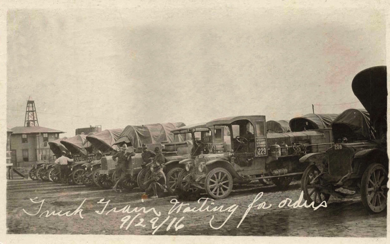 Truck Train Awaiting for Orders - Columbus, New Mexico - 9/29/1916