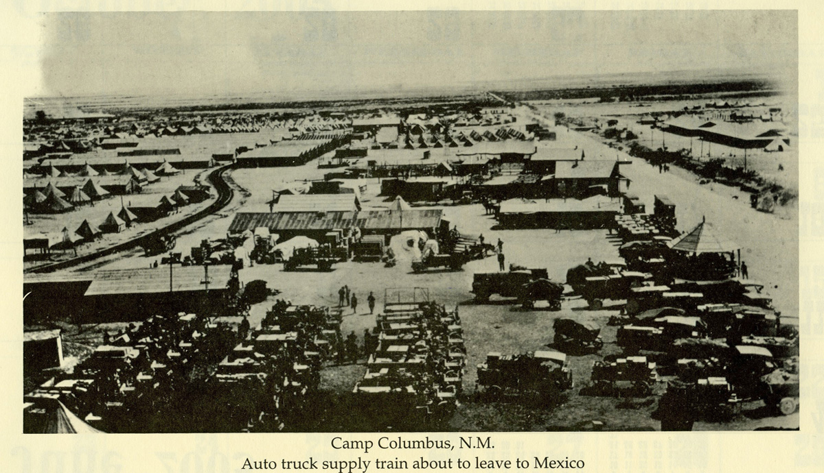 Camp Furlong New Mexico - Auto Truck Supply Train About to Leave for Mexico