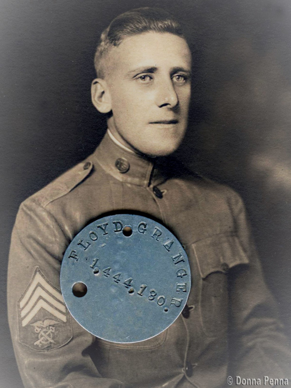 Floyd Dewey Granger's enlistment photo taken at Camp Dodge, Iowa.